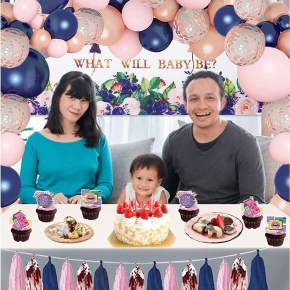 New Baby Gender Reveal Party Decoration Shower Backdrop Photo Background Banner - Picture 4 of 8